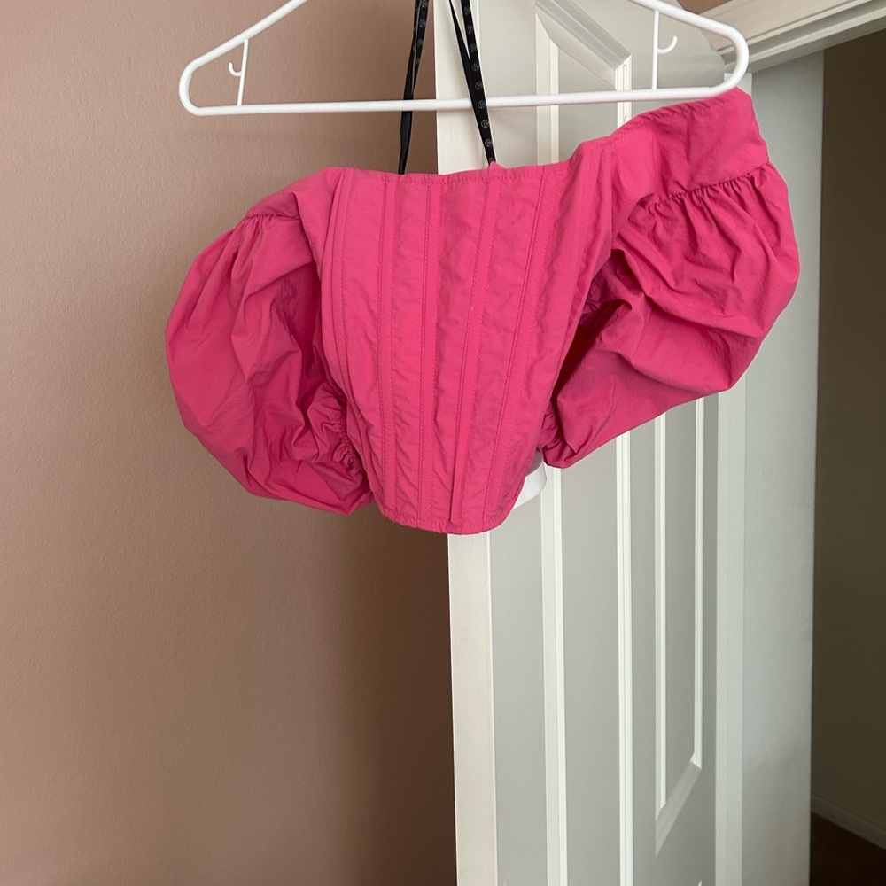 Missguided Vibrant Pink Off-Shoulder crop Top